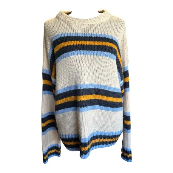 Urban Outfitters | Bobby Boyfriend Striped Crew-Neck Sweater Medium | Y2K Vibes - Picture 1 of 6